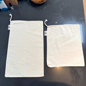 Earth Aloha Ivory Cotton Dust Bags Set of 2 Drawstring Closure w/ Metal Clasp